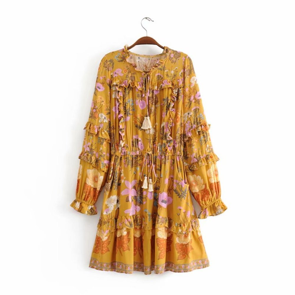 New Boho Vintage Floral Summer Festival Dress - Picture 4 of 4